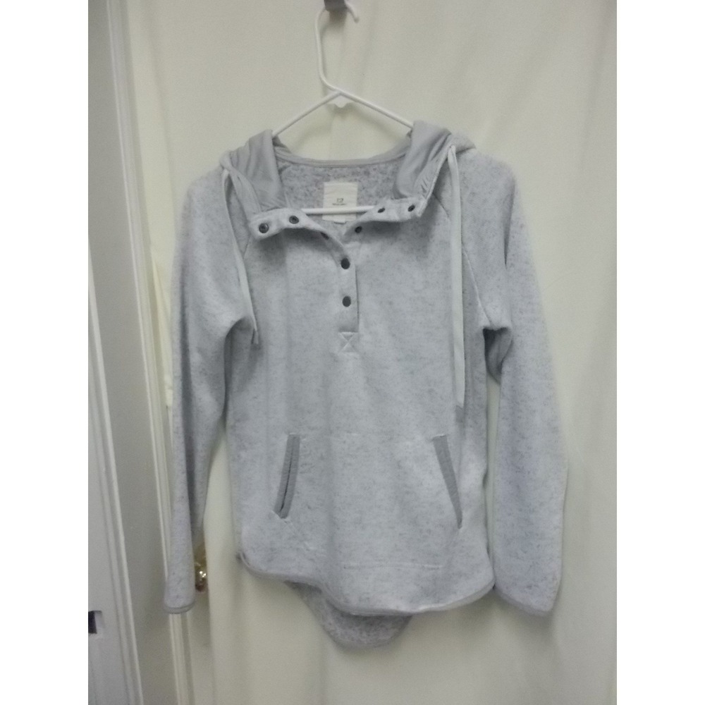 Thread & Supply Grey Fleece Button Henley Hoodie Pullover S